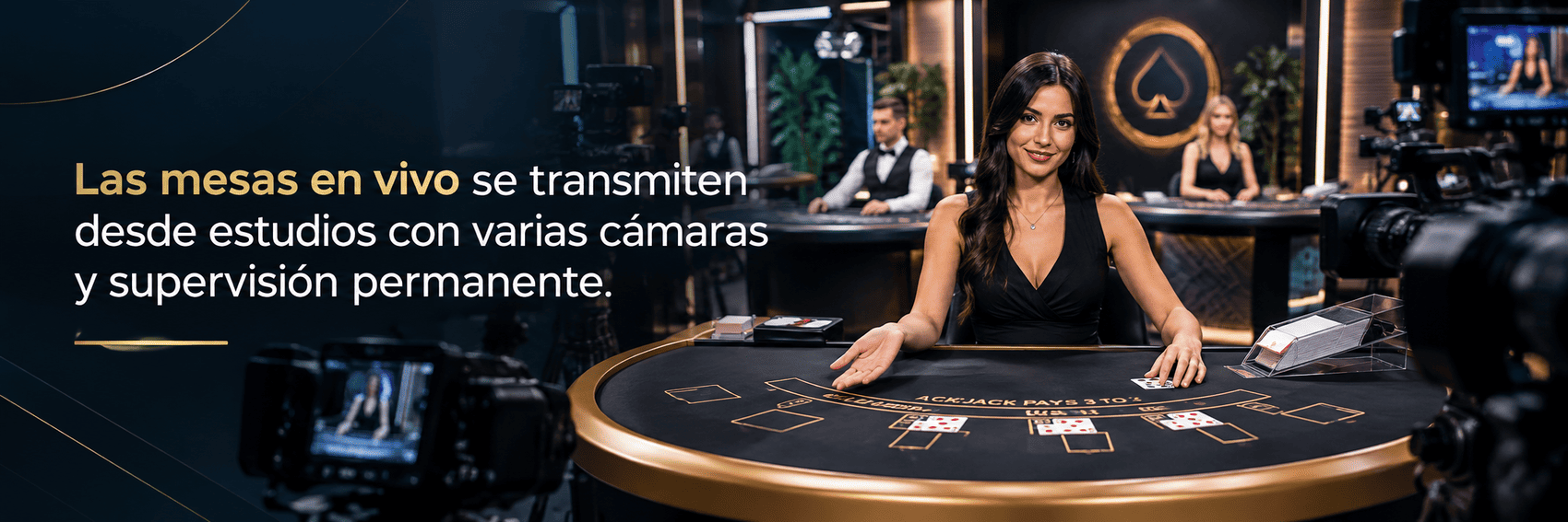 Mesa de ruleta en vivo con crupier en un estudio profesional